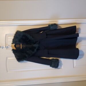 Hell Bunny Black Coat with Faux Fur Accents